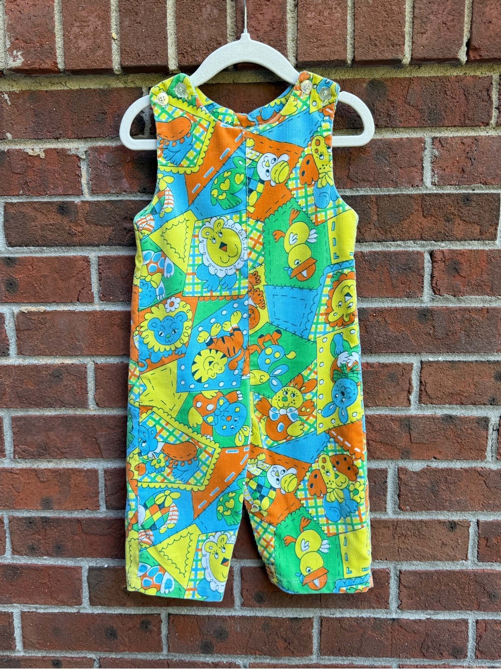 Vintage 90s Healthtex Health Tex Zoo Animal Jungle Print Corduroy Overalls 18 M